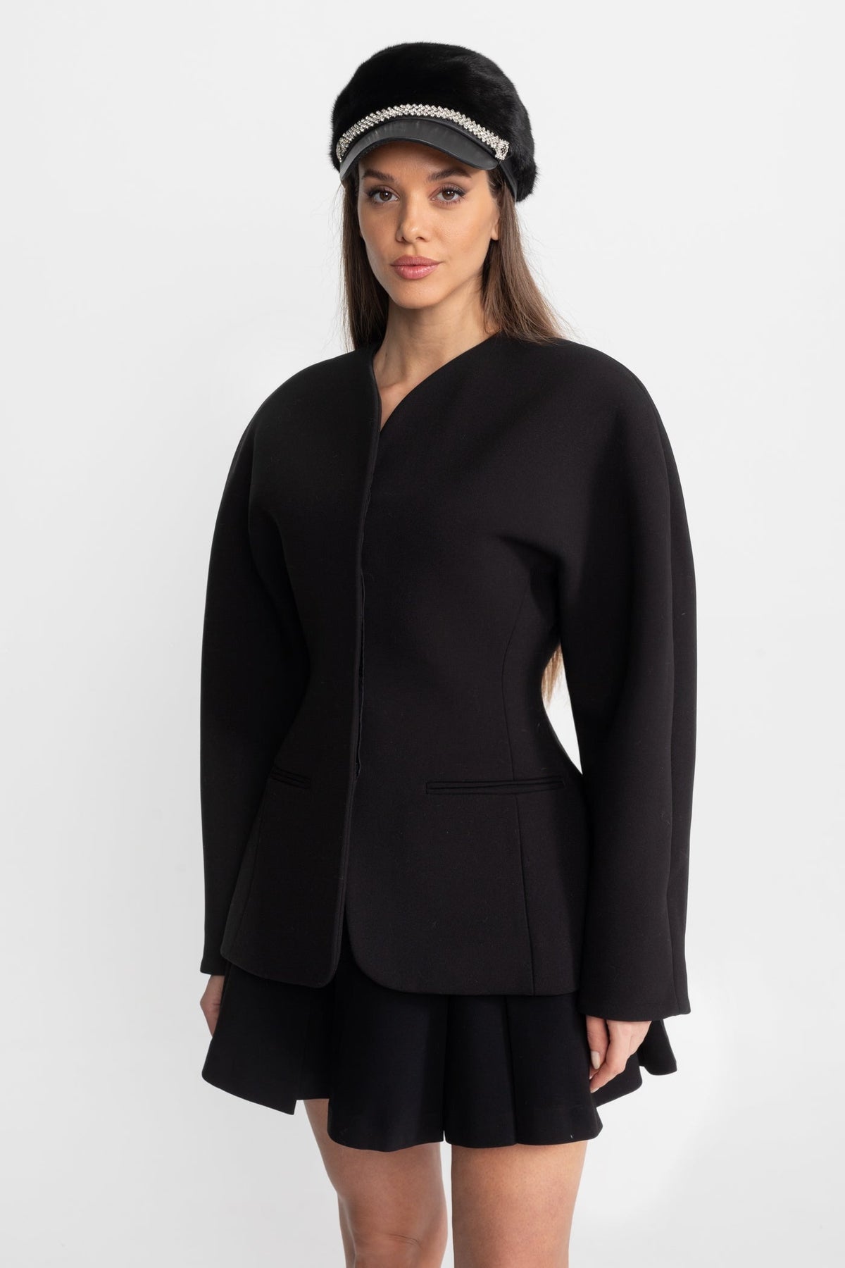 Temiz Collarless Tasarım Detaylı Blazer Ceket