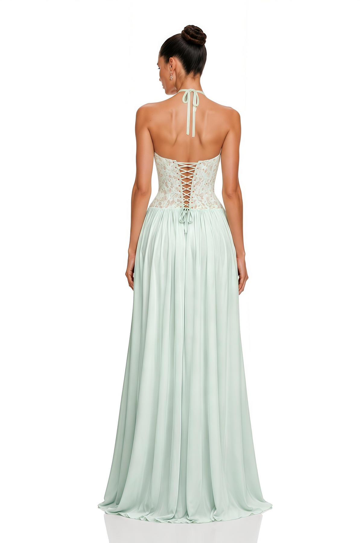 Vanessa Askılı Dantel Korseli Premium Maxi Elbise
