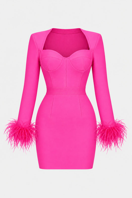 Asperie Pembe Mini Elbise — önden görünüm