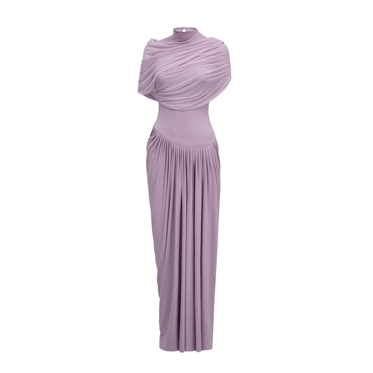 Catherina Asimetrik Pileli Maxi Elbise