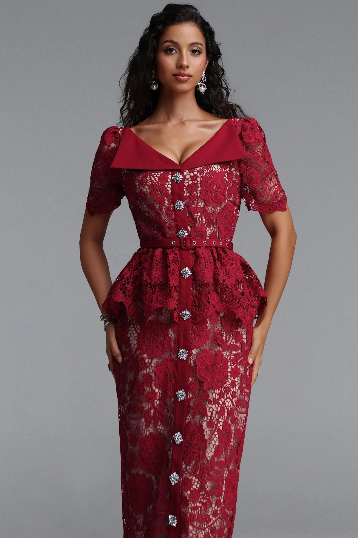 Seane Çiçek Desenli Dantelli Premium Maxi Elbise