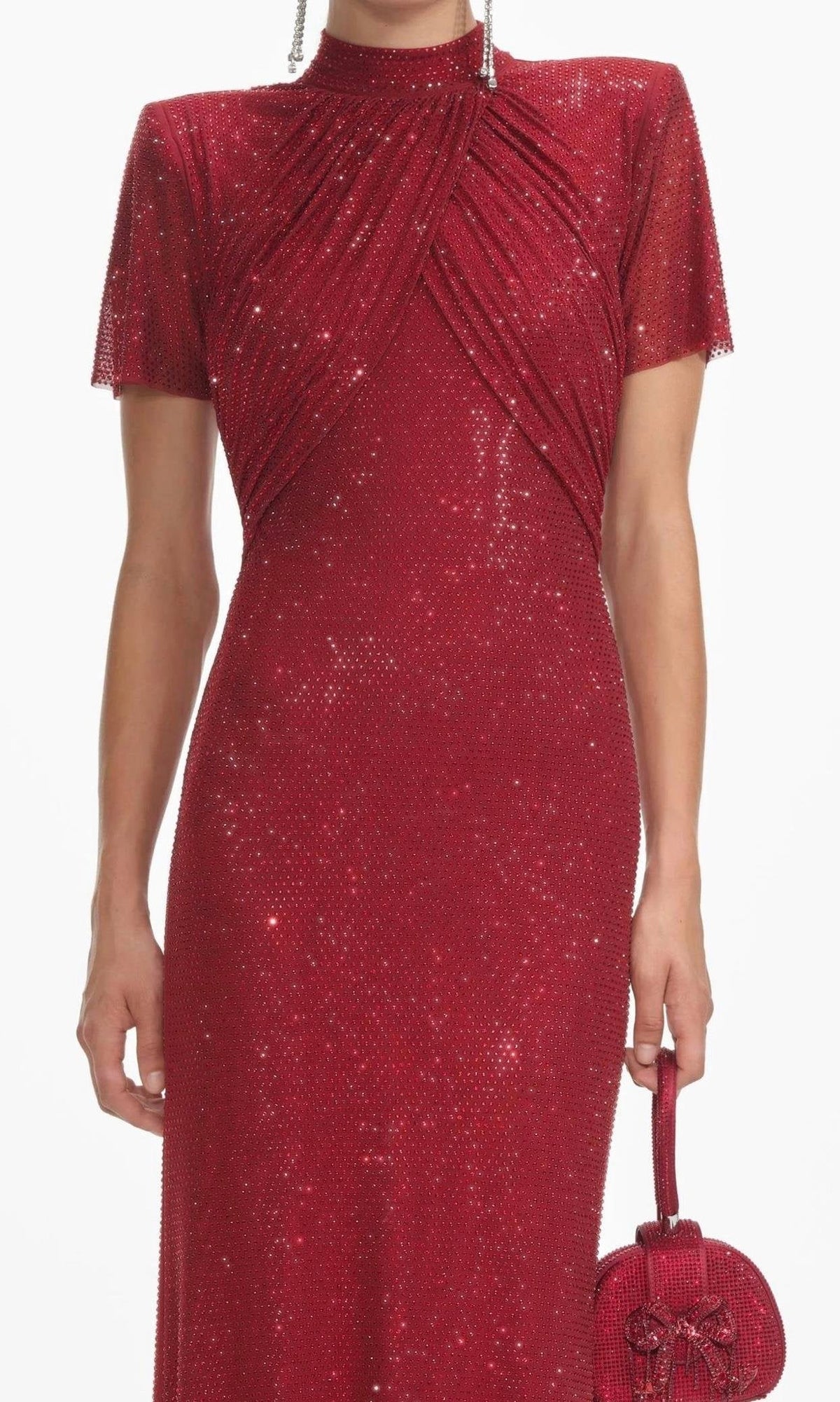 Pena Kristal Taşlı Kırmızı  Premium Maxi Elbise