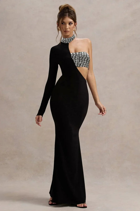 Diane Taşlı Özel Kesim Premium Maxi Elbise